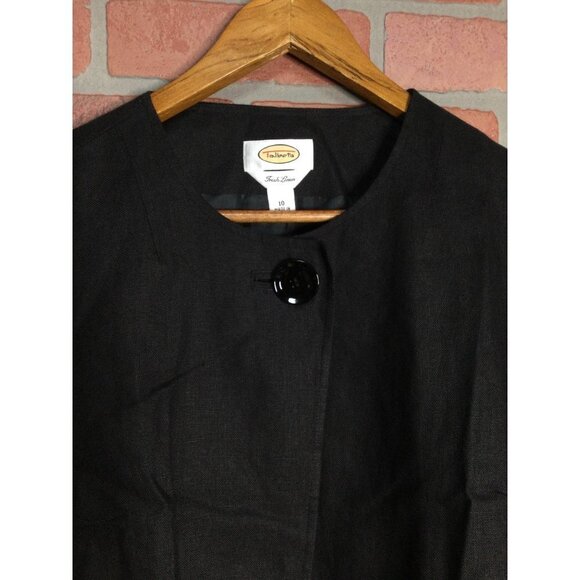 Talbots Womens Irish Linen Single Button Jacket Long Sleeve Black Size 10 - Picture 2 of 4
